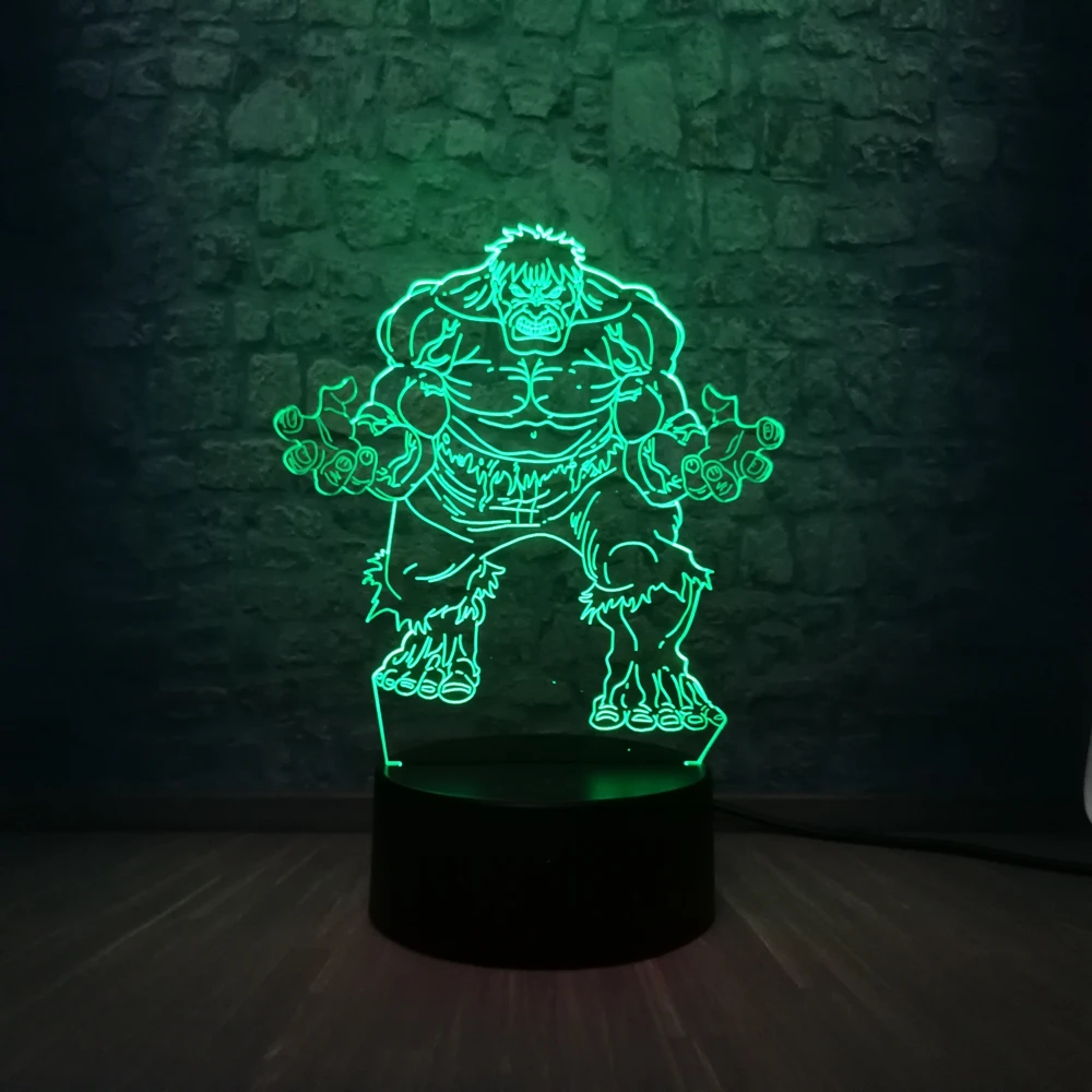 Marvel Legend Мстители Тор Тано Халк 3D светодиодный светильник на батарейках USB настольная лампа подростковый декор для детской комнаты подарок на день рождения - Испускаемый цвет: The Hulk