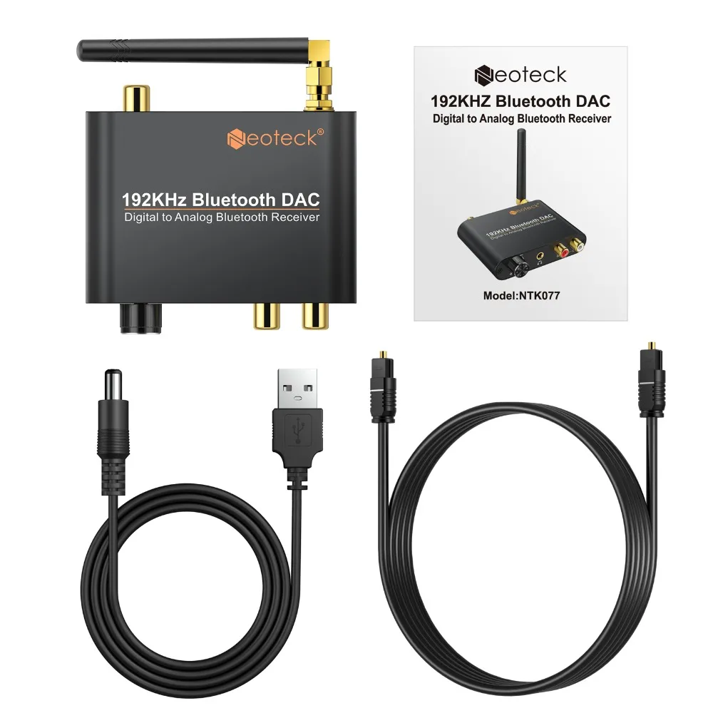 Neoteck ЦАП конвертер с Bluetooth 5,0 приемник регулятор громкости 192 кгц цифровой коаксиальный Toslink в аналоговый L/R RCA 3,5 мм аудио