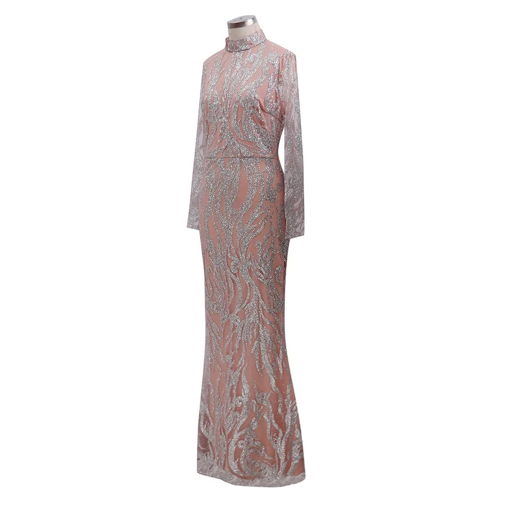 Sukienki vestidos ropa mujer, женские повседневные платья с принтом и высоким воротом, с длинным рукавом, из проволочной ткани, с блестками, женские вечерние платья, ночная рубашка