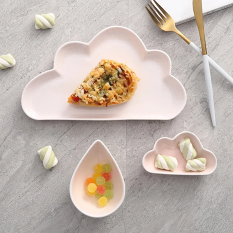 lekoch 1pcs Creative tableware suit lovely claud mini raindrop plate zakka mini fast food tray sauce dish salad sushi cake fruit