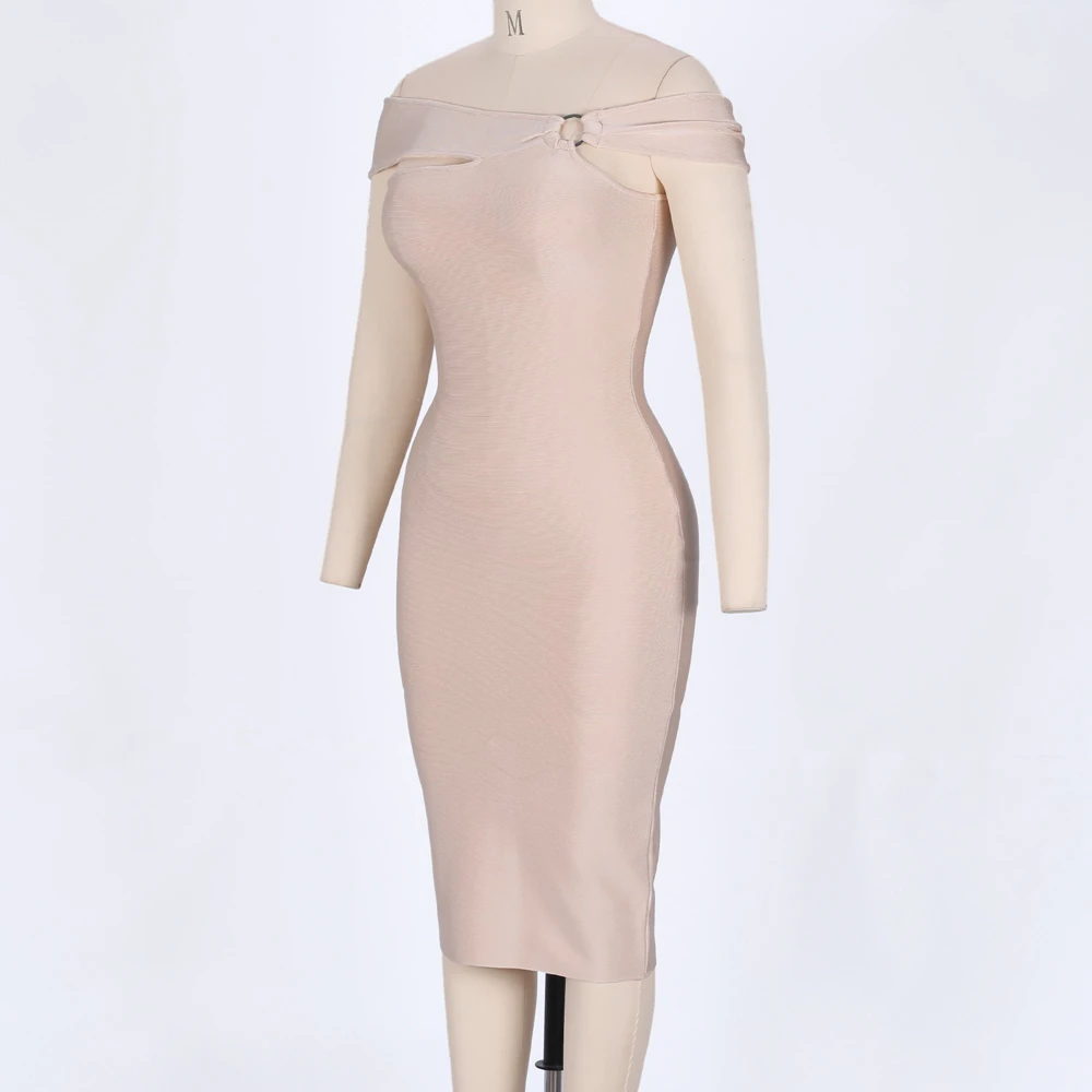 Ocstrade повязки Платья для вечеринок новое поступление женское Бандажное Платье облегающее сексуальное платье с открытыми плечами платье-повязка до колена