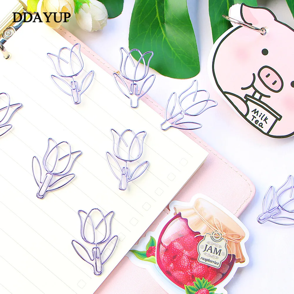 12Pcs/lot Tulip Bookmark Planner Paper Clip for Book Stationery School Supplies