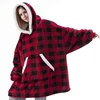 Soft Plaid Blanket Adult Winter Warm Fleece Wearable Hooded Blanket With Sleeves Plush Sherpa Weighted Fluffy TV Blanket Hoodie ► Photo 2/6