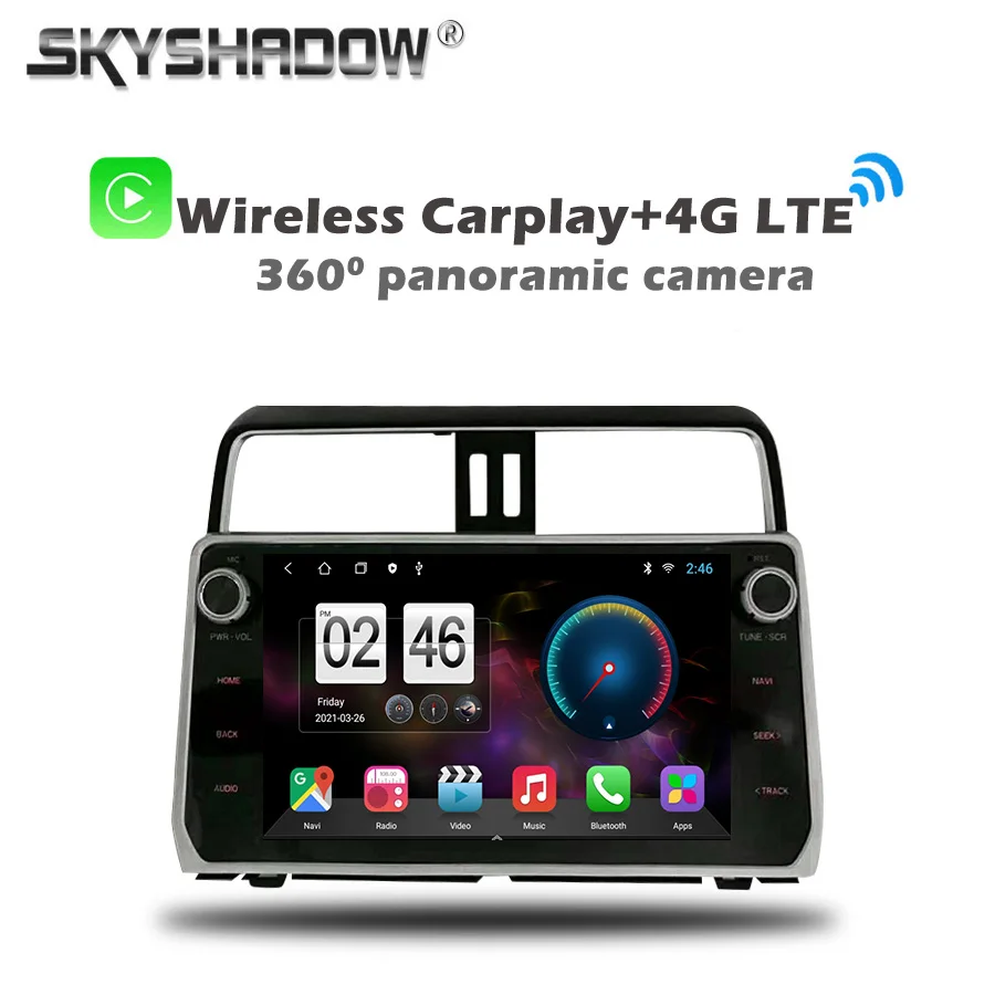 Автомобильный DVD-плеер Carplay 10 1 дюйма Android 0 6 ГБ + 128 GPS Wi-Fi Bluetooth RDS радио для Toyota Land