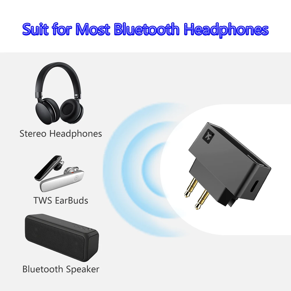 Bluetooth 5 0 Airplane Airline Flight Adapter Transmitter For Sony WF 1000XM3 WF 1000X WF SP800N WF SP700N WF XB700 Headphones