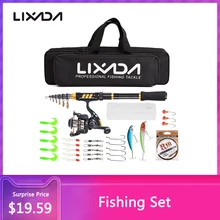 Lixada Удочка комбинированная телескопическая полный комплект спиннинговая Рыболовная катушка набор удочек 100 м рыболовная леска приманки Крючки Джиг голова Pesca