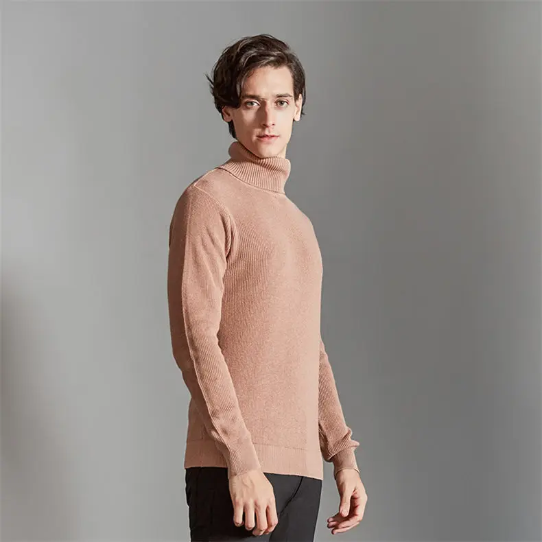 MuLS Sweater Men Pullovers High-Neck Cotton Turtleneck Sweater Jumpers Christmas Red Autumn Winter Thick Warm Male Knitwears DropShip 5