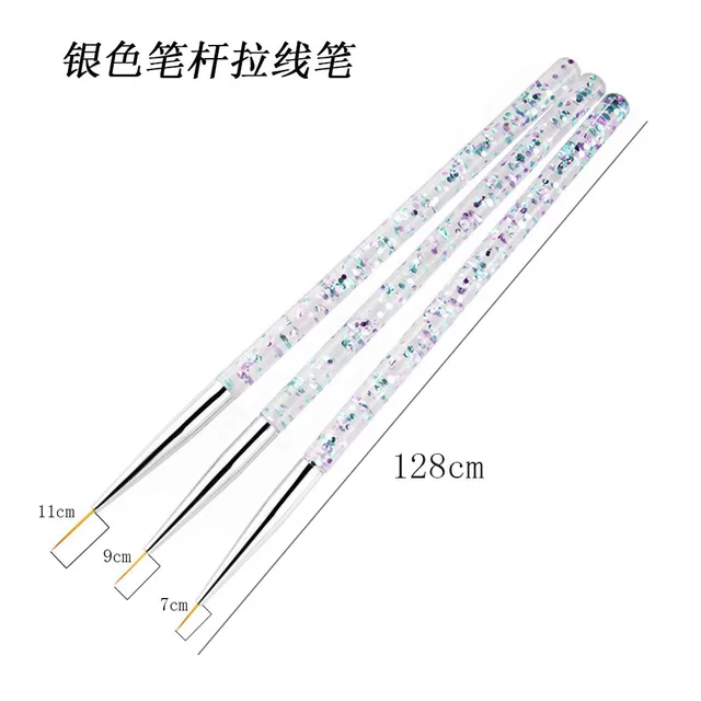 3Pcs Acrylic French Stripe Nail Art Liner Brush Set 3D Tips Manicure Ultra-thin Line Drawing Pen UV Gel Brushes Painting Tools HD043