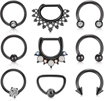 

Women's Nose Ring Men's Spiral Cartilage Ear Earrings Horseshoe Round Barbell Ring Breeding Ring Surgery Steel 16G