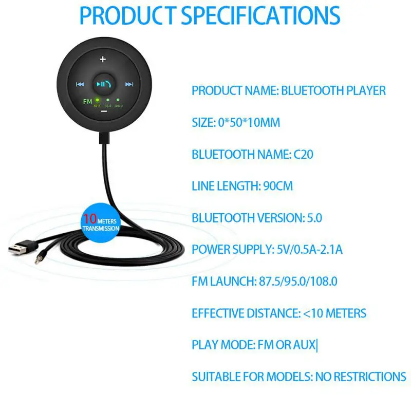 Автомобильный fм-передатчик для Bluetooth хендсфри AUX MP3 плеер Радио адаптер 5 V/2.1A USB Зарядное устройство телефонные звонки в режиме hands-free 12~ 24V