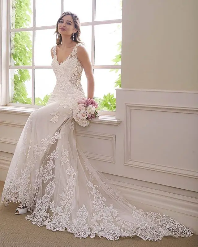 Vestido De Noiva Sereia сексуальное кружевное свадебное платье русалки с v-образным вырезом, платье невесты с открытой спиной, свадебные платья для невесты, Robe De Mariee