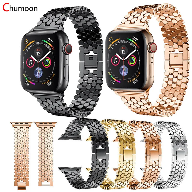 

Stainless Steel Strap for Apple Watchband 42mm 44mm Metal Fish Scale Wrist watch Bracelet Belt 38mm 40mm for iWatch Series 5 4 3