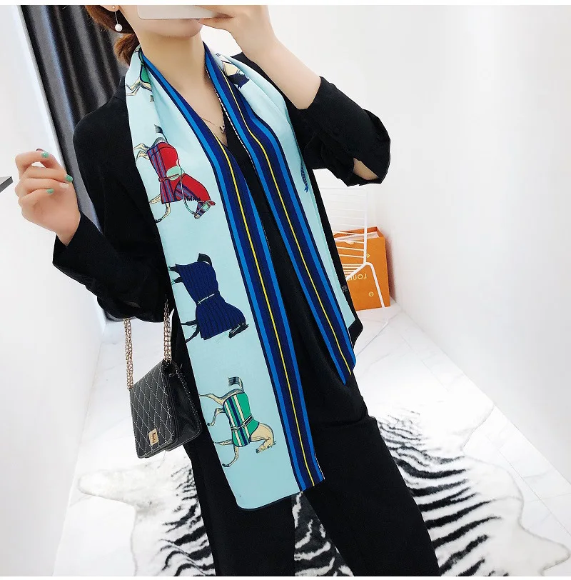 160 см роскошный бренд дизайн лошадь плед саржевый шарф двухслойный женский шарф галстук голова шелковые шарфы и Обертывания шейный платок для женщин