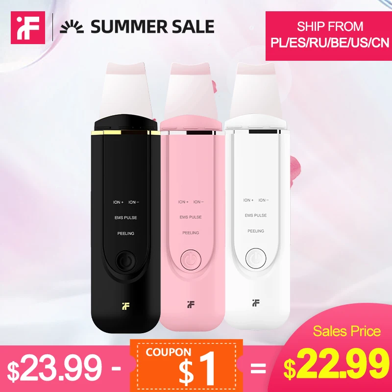 Скребок InFace для пилинга кожи лопатка удаления черных точек ультразвуковой