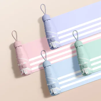 

Mini Simple striped capsule umbrella Five-folding Sun protection Anti-UV UPF50 + umbrella folding pocket Umbrella for girl