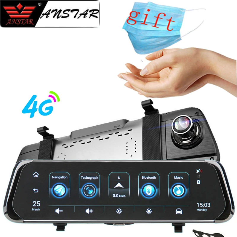 Зеркало видеорегистратор Anstar 10 дюймов 4G Android 5 1 Wi Fi ADAS GPS HD 1080P|Видеозеркало для