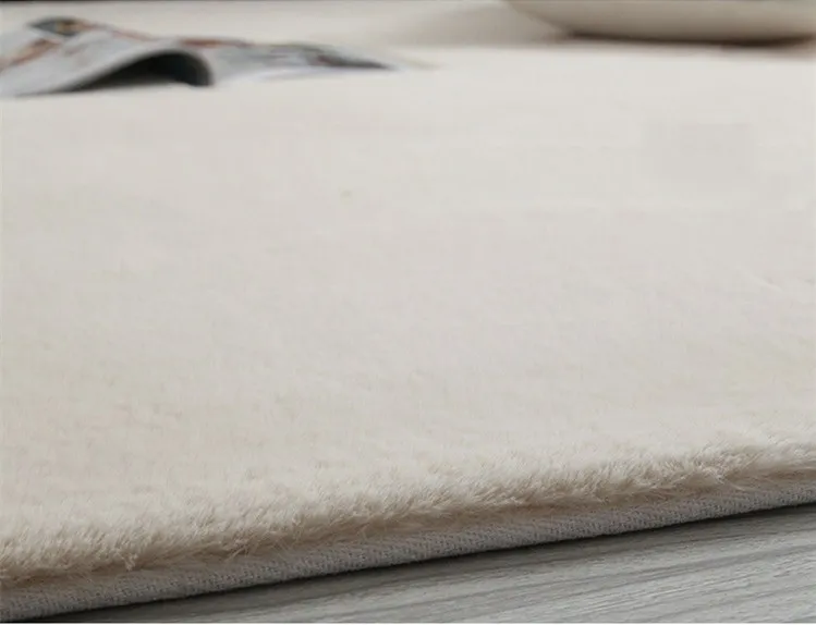 beige Имитация кроличьего меха сплошной цвет толстый ковер для спальни фойе мягкий пушистый напольный коврик для ванной комнаты Нескользящий Впитывающий домашний ковер - Цвет: beige