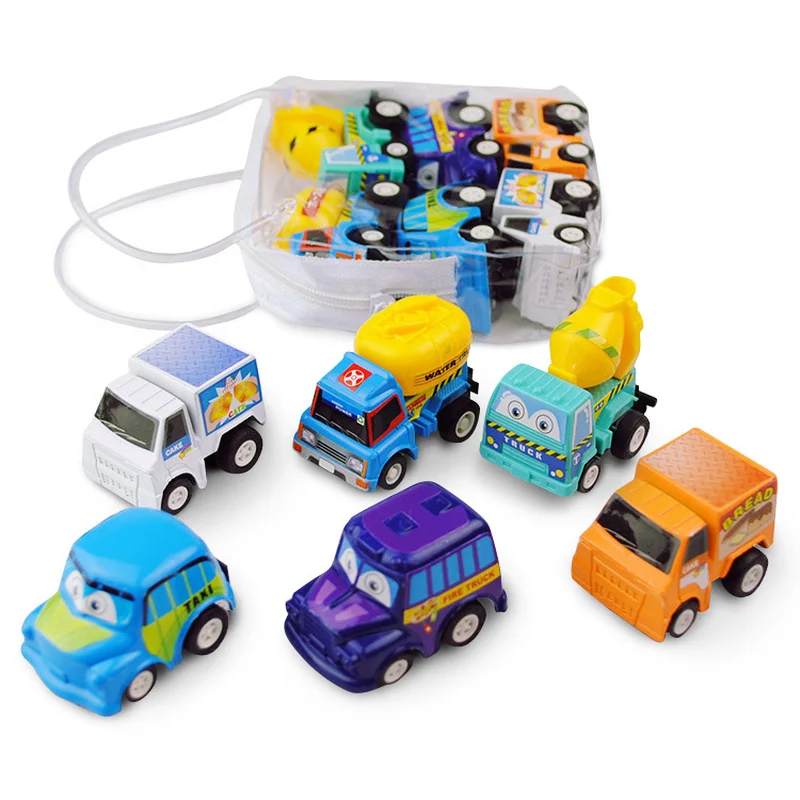 

6pcs/lot Multicolor Plastic Cartoon Mini Pull Back Boy Car Model Toys Set Educational Toy For Children car toys