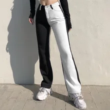 2021 NEW Patchwork Straight Women's Jeans Baggy Vintage High Waist Boyfriends Mom Denim Streetwear Woman Fashion Pants