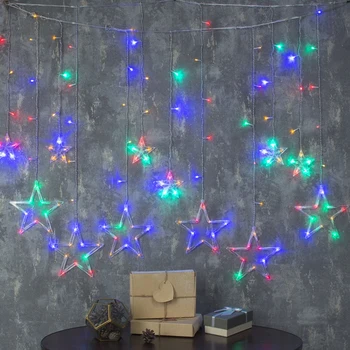 

Garland "Fringe" 2.4 x 0.9 m with attachments "Stars", IP20, transparent thread, 138 LED, multi glow, 8 modes, 220 V