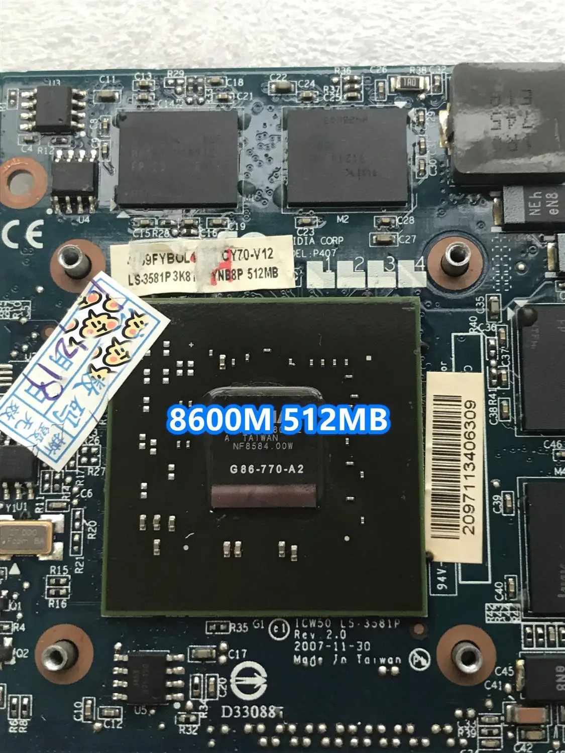 Видеокарта GeForce 8600 8600M GS 8600MGS G86-770-A2 для ноутбука acer 4520 5520G 5920G 7720G 6930G