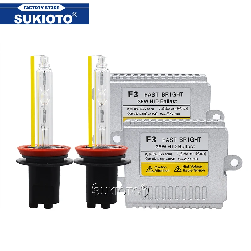Комплект ксеноновых фар SUKIOTO ксеноновые лампы H7 H1 H3 H11 HB3 HB4 9012 D2H 5 500K 35 Вт F3 Быстрый