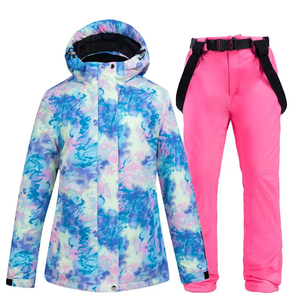 glitter pants Плотный теплый лыжный костюм, водонепроницаемый ветрозащитный лыжный и сноубордический комплект из куртки и штанов, женские зимние костюмы, верхняя одежда - Цвет: glitter pants