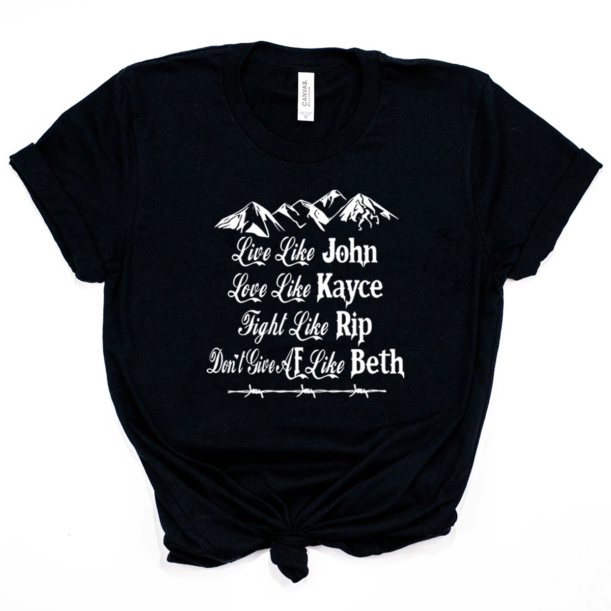 Live Like John Love Like Kayce Fight Like Rip Think Like Beth T-Shirt Funny Yellowstone Dutton Ranch Shirt TV Show Inspired Tops 3