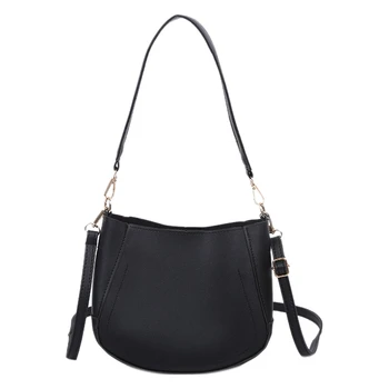 

Fashion PU Leather Messenger Bag Simple Shoulder Joker Portable Bucket Bag Lady Shoulder Bag