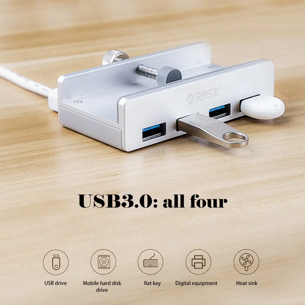 ORICO алюминиевый 4 порта USB 3,0 зажим концентратор с питанием высокая скорость 5 Гбит/с передача данных для MAC OS PC(MH4PU-P