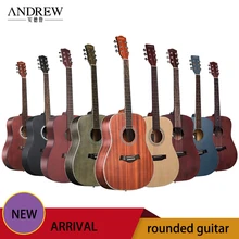 Andrew 41 дюймов округлые Гитары народная Акустическая гитара из красного дерева начинающих Профессиональное исполнение