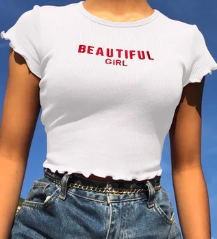 

92124 Ins Super Fire Show Thin Navel Beautiful Cotton Short T Women's Cross-border Versatile Women's Dress A Hair Substitute