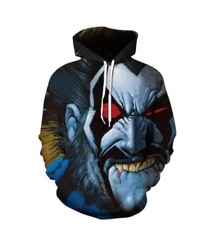 

2020 new 3D printing Cartoon pattern clown Thriller fashion Couples Summer hooded hooded casual style