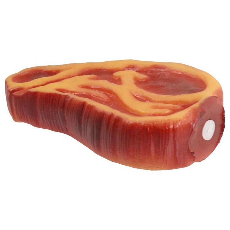 

Beef Steak Shape Dog Squeaky Chew Toy, Red/ Pale Yellow