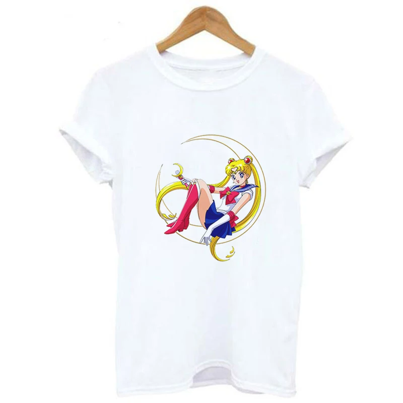 Harajuku Sailor Moon T Shirt New Fashion Pattern Streetwear Tops Loose Short Sleeve Women Tshirt Kawaii Print Couple Clothes