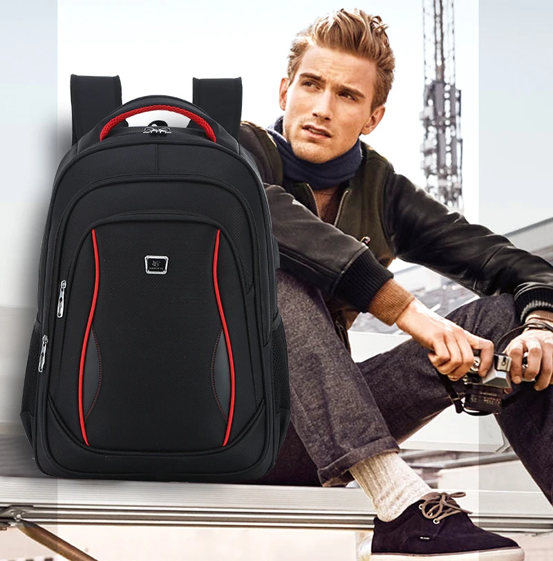 Водонепроницаемый однотонный большой рюкзак, мужские сумки для ноутбука, черный рюкзак, мужской рюкзак для путешествий, рюкзак для подростков, рюкзак Оксфорд