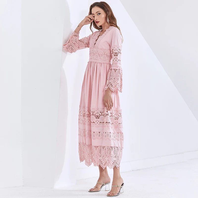 TWOTWINSTYLE Autumn Dress For Women V Neck Lantern
