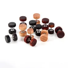 Новинка, хип-хоп, рок, круглые серьги из натурального дерева, модные, для мужчин и женщин, гантели, деревянные серьги, гипоаллергенные ювелирные изделия, подарки