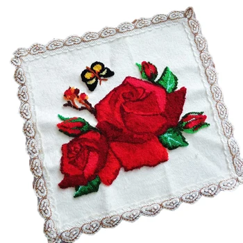 

DIY Knitting Wool Rug Hooking Small Cover Towel Kit Handcraft Woolen Embroidery Creative Gift with Embroidery Frame Punch Needle