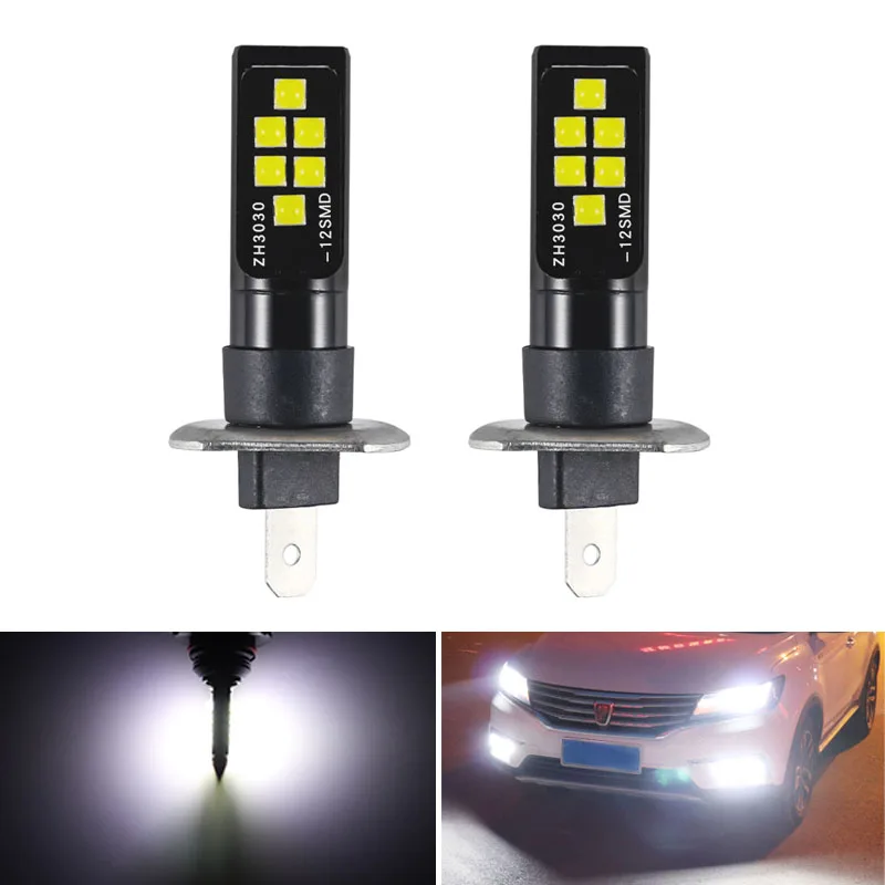 

2Pcs H1 H3 LED Bulb Super Bright 12 3030 SMD Canbus Lamp Car Front Head Light 12V 24V 6000K White Driving Day Running Lamp Auto