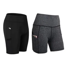 Новые женские шорты с карманом повседневные c высокой талией, эластичные дышащие для занятий йогой