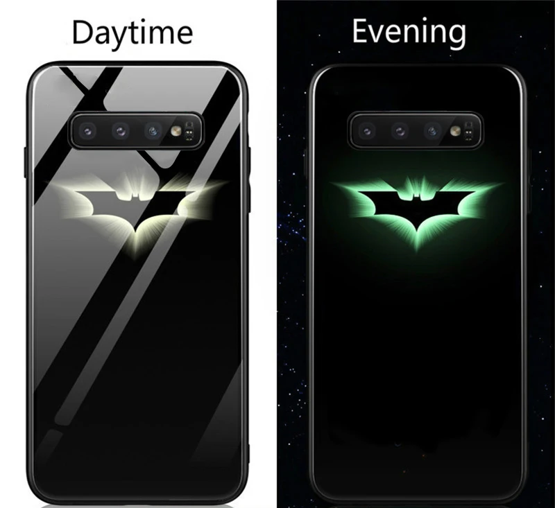 Marvel Iron Man Batman Venom Luminous Glass Case For Samsung S11 S10 e S9 S8 Plus Note 10 9 8 Avengers Phone Cover Coque Fundas - Цвет: Batman