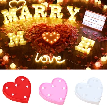

Battery Powered Signal Gift Wedding Marquee Party Led Household Heart Shape Anniversary Night Light Wall Decor PVC Interior
