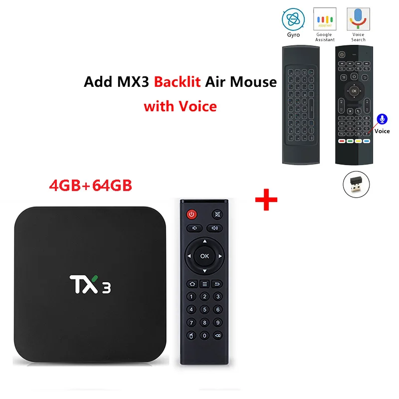 4G64G add mx3l mic TX3 Smart Tv Box Android 9,0 Amlogic S905X3 4 ГБ 32 ГБ 8k Youtube медиаплеер 2,4G 5G Wifi 100M LAN USB 3,0 BT4.0 Smart Tv Box - Цвет: 4G64G add mx3l mic