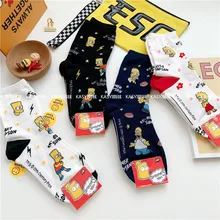 Женские носки из хлопка с рисунком из мультфильма «Варфоломей», «Гомер Джей», «Лиза Мари», дышащие, забавные, спортивные носки, calcetines mujer