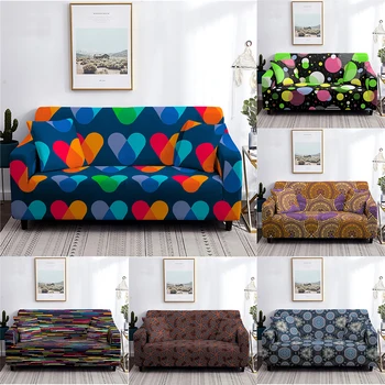

Love Heart Geometric Sectional Couch Cover Elastic Stretch Sofa Cover Mandala Armchair Slipcovers Love Seat for Living Room