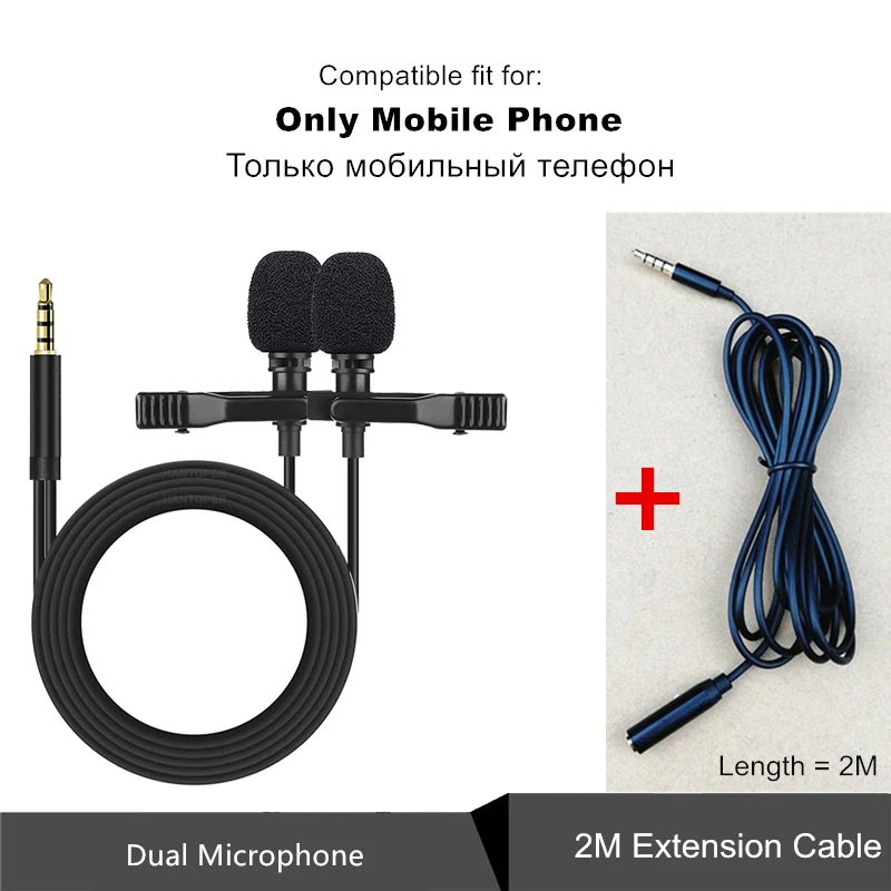 Professionnel Dual Mini Lavalier Microphone For Phone Laptop PC , lapel Microphone For Radio Smartphone Micro karaoke Microfono studio microphone Microphones