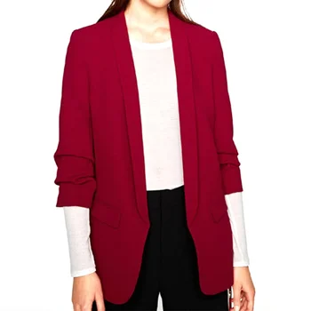 

Ladies Blazer Long Sleeve Suit jacket Female Feminine Blazer Femme Black Coat With Pocket Autumn Women OL Office Clothing