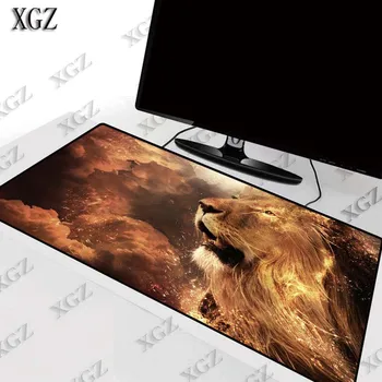 

XGZ Lion with Fire Cool Locking Edge Gaming Mouse Pad Gamer Game Anime pad Mat Speed Version for CSGO LOL Dota2