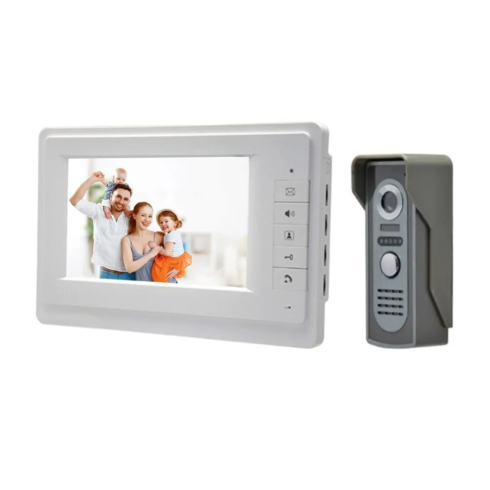 

7 Inch HD Color Screen Wired Video Door Phone System Visual Intercom Kit Infrared Night Vision Home Video Interphone